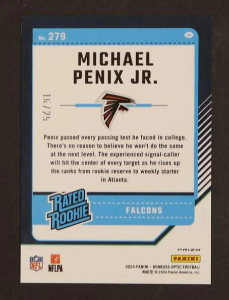 2023 Panini Optic #279 Michael Penix Jr. Rated Rookie Black Pandora 16/25 - Image 2