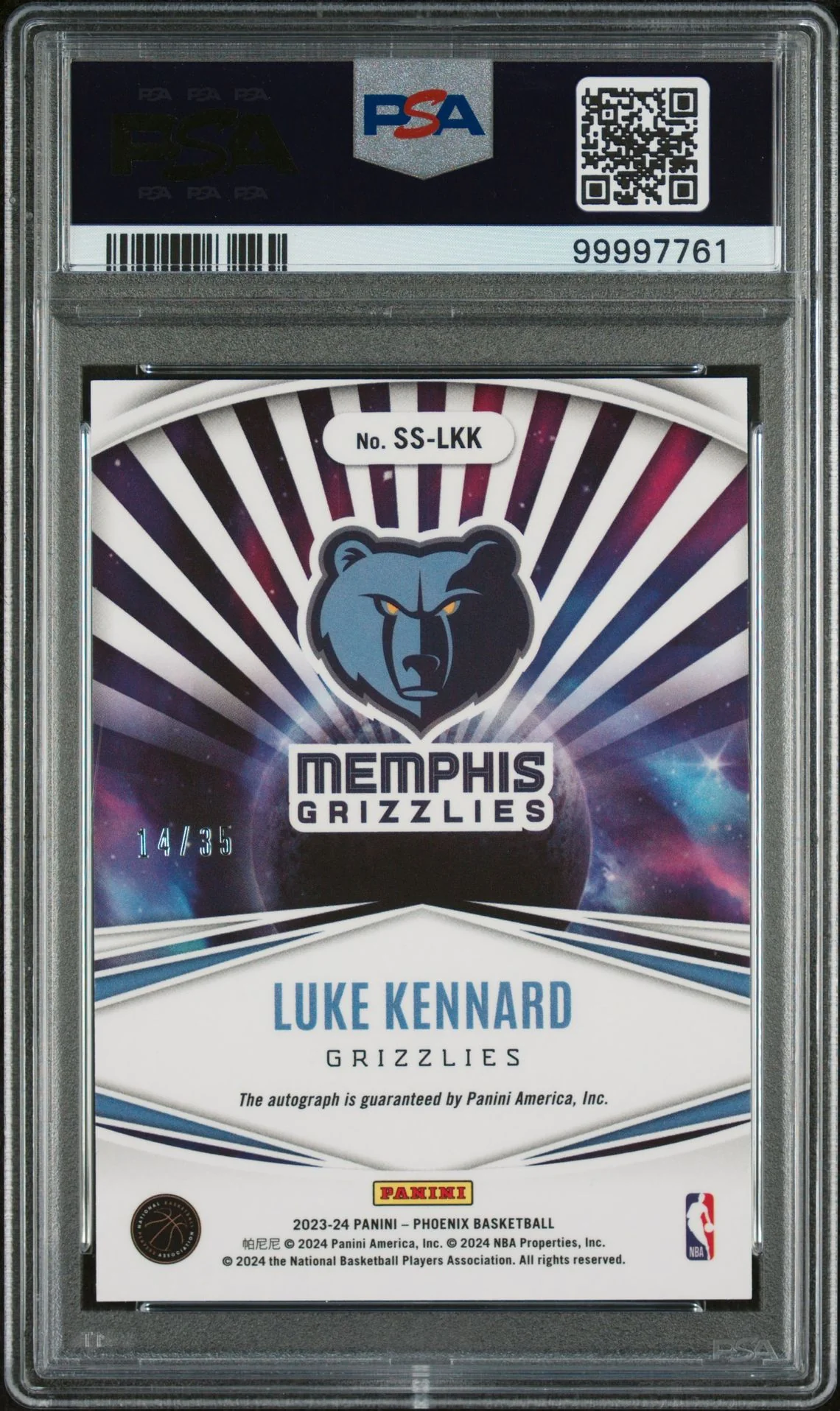 2023 Panini Phoenix Stellar Signature Yellow Luke Kennard #SS-LKK Auto /35 PSA 9 - Image 2