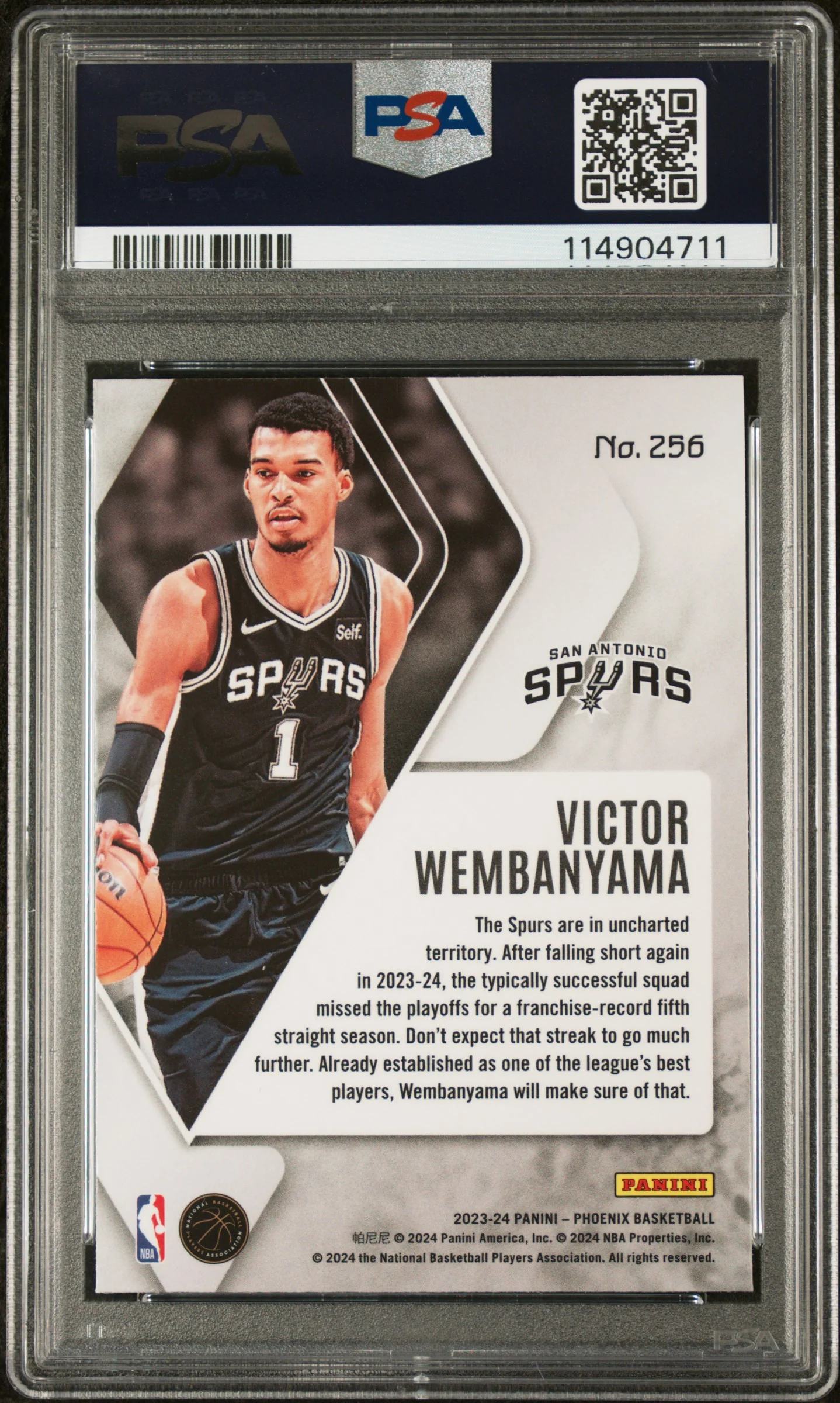 2023 Panini Phoenix Victor Wembanyama #256 PSA 10 - Image 2