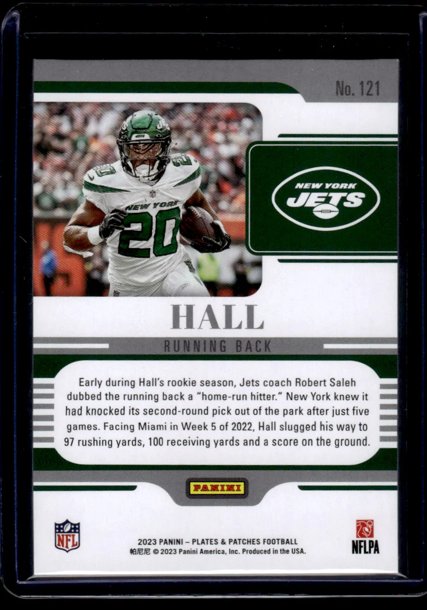 2023 Panini Plates & Patches Platinum Breece Hall #121 1/5 - Image 2