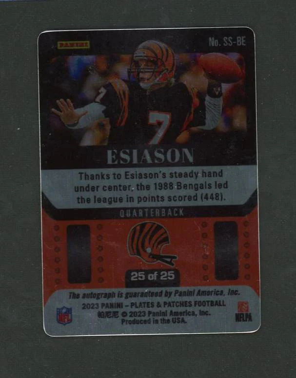 2023 Panini Plates & Patches Steel Signatures Boomer Esiason #SS-BE Auto /25 - Image 2