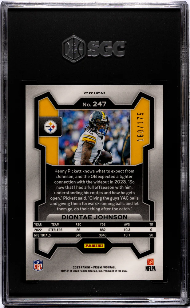 2023 Panini Prizm Hyper Prizm Diontae Johnson #247 /175 SGC 9 - Image 2
