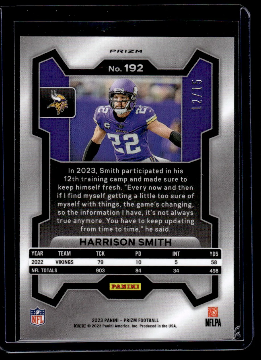 2023 Panini Prizm Camo Harrison Smith #192 /15 - Image 2