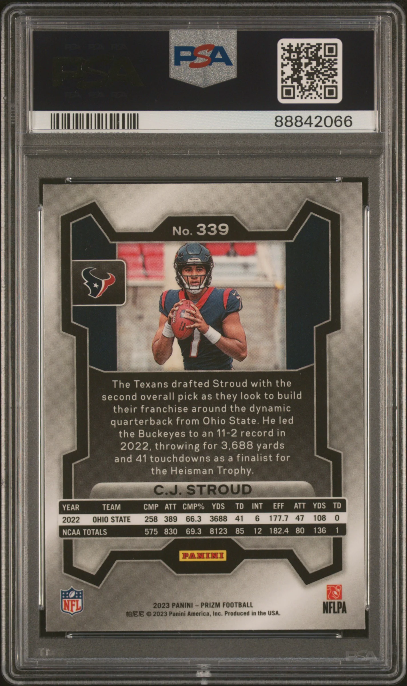 2023 Panini Prizm CJ Stroud #339 PSA 10 - Image 2