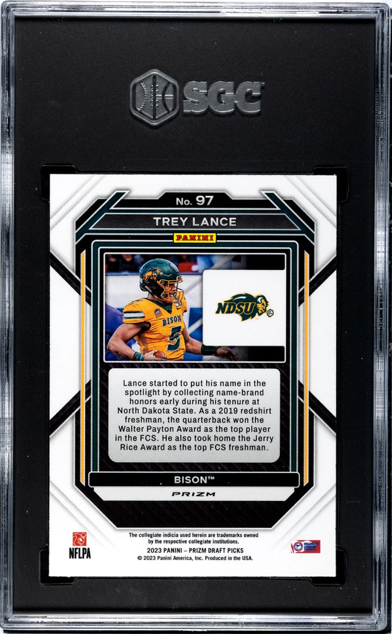 2023 Panini Prizm Draft Picks Gold Ice Prizm Trey Lance #97 SGC 10 - Image 2