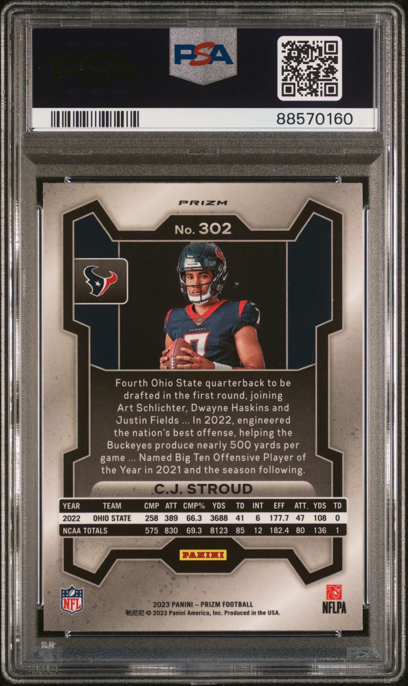 2023 Panini Prizm Facing Front Variation CJ Stroud #302 PSA 8 - Image 2