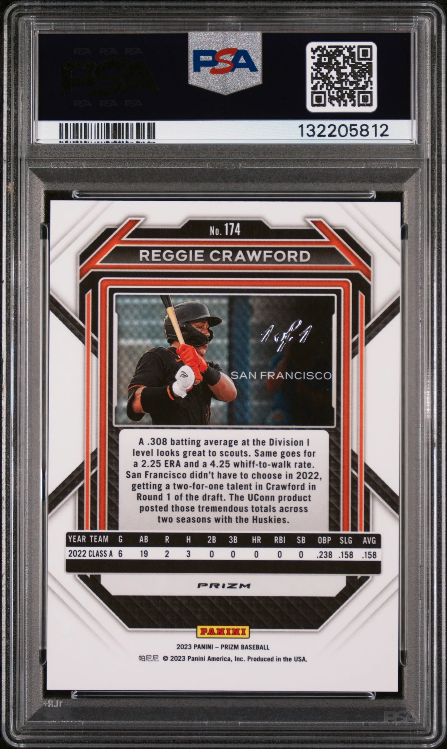 2023 Panini Prizm Gold Vinyl Prizm Reggie Crawford #174 1/1 PSA 10 - Image 2