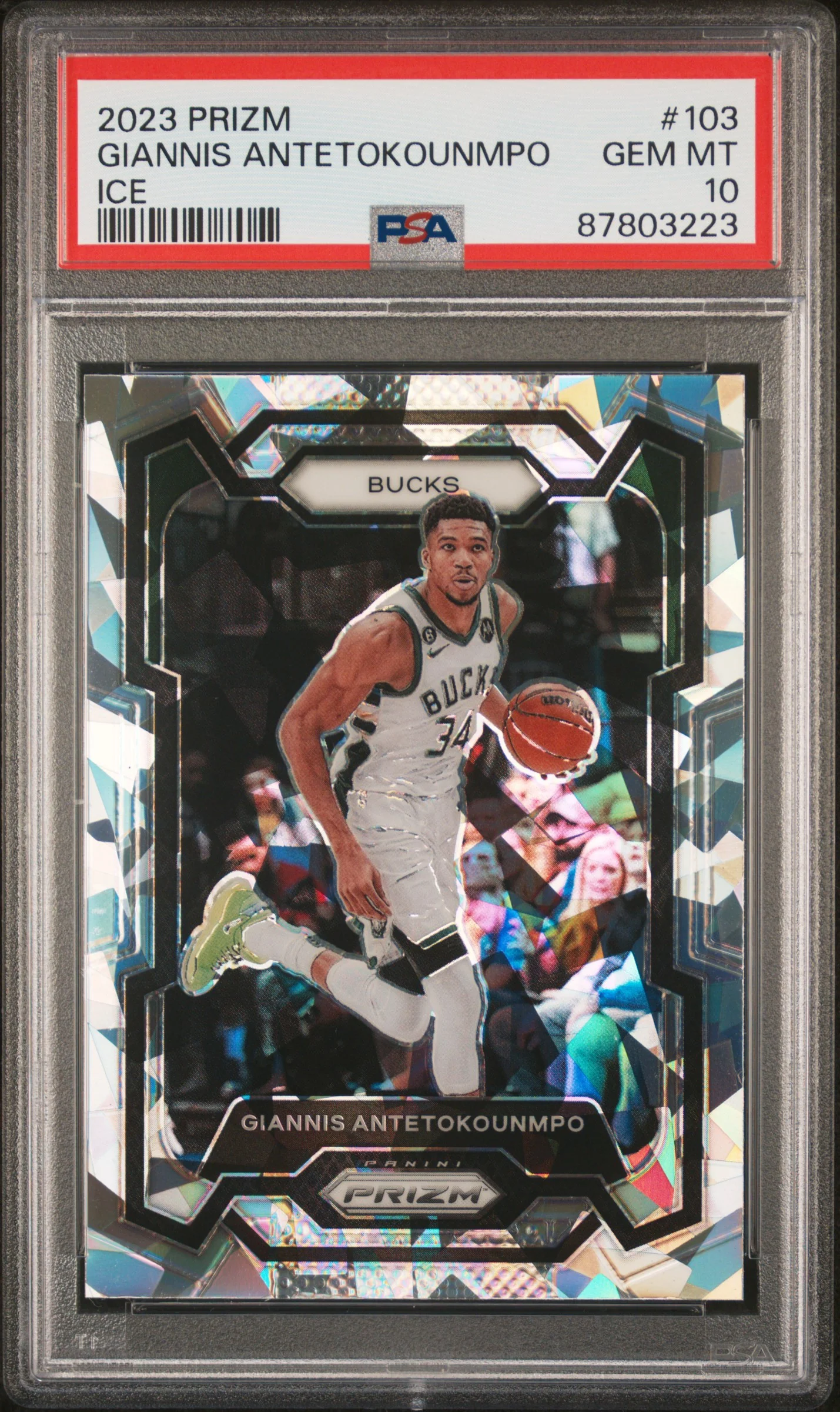 2023 Panini Prizm Ice Giannis Antetokounmpo #103 PSA 10