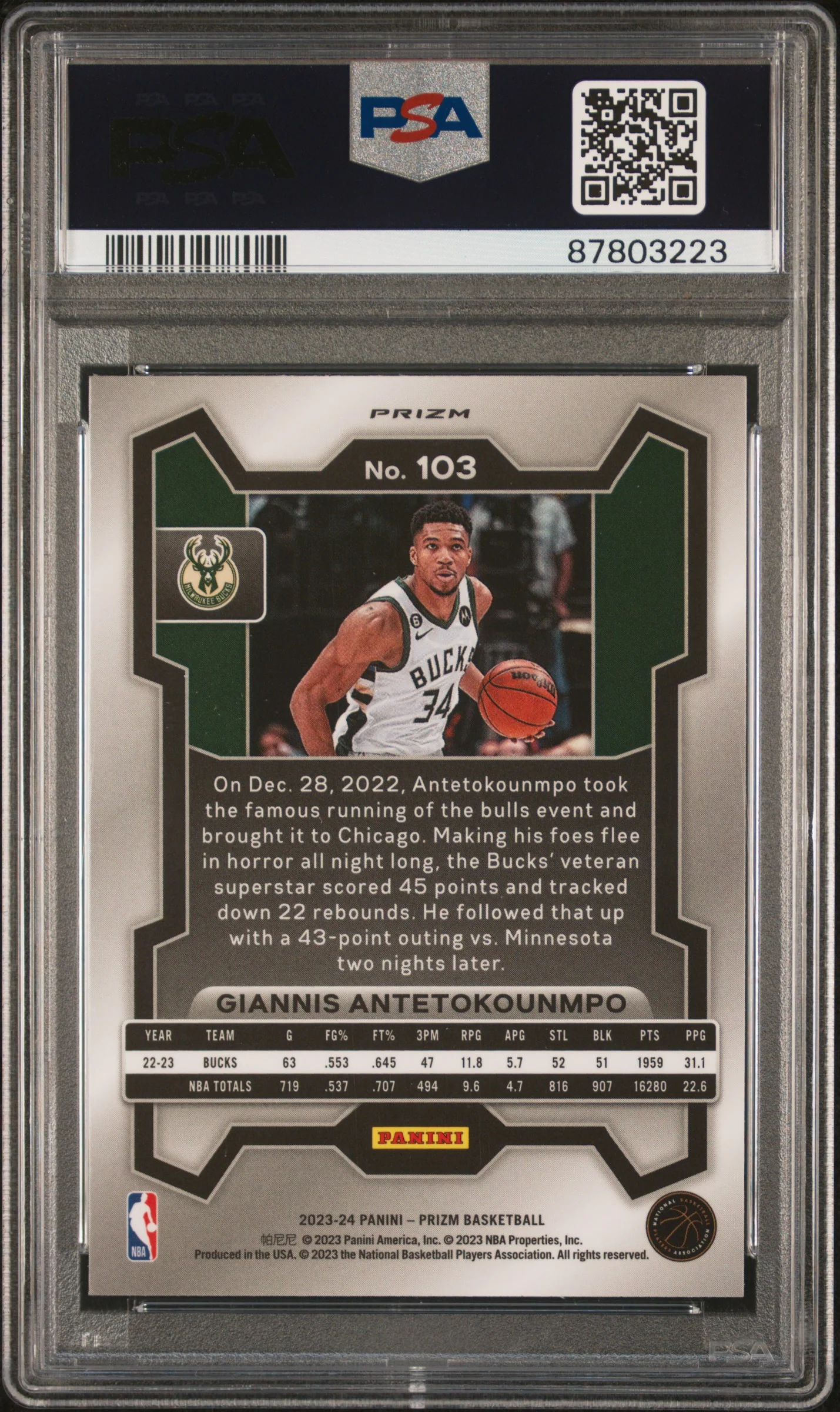 2023 Panini Prizm Ice Giannis Antetokounmpo #103 PSA 10 - Image 2
