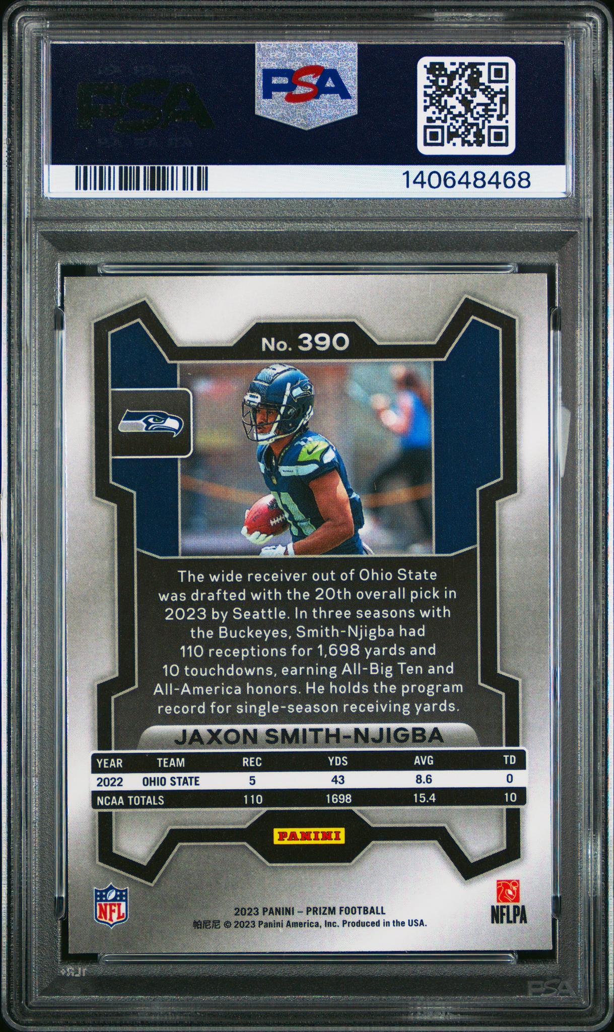 2023 Panini Prizm Jaxon Smith-Njigba #390 PSA 9 - Image 2