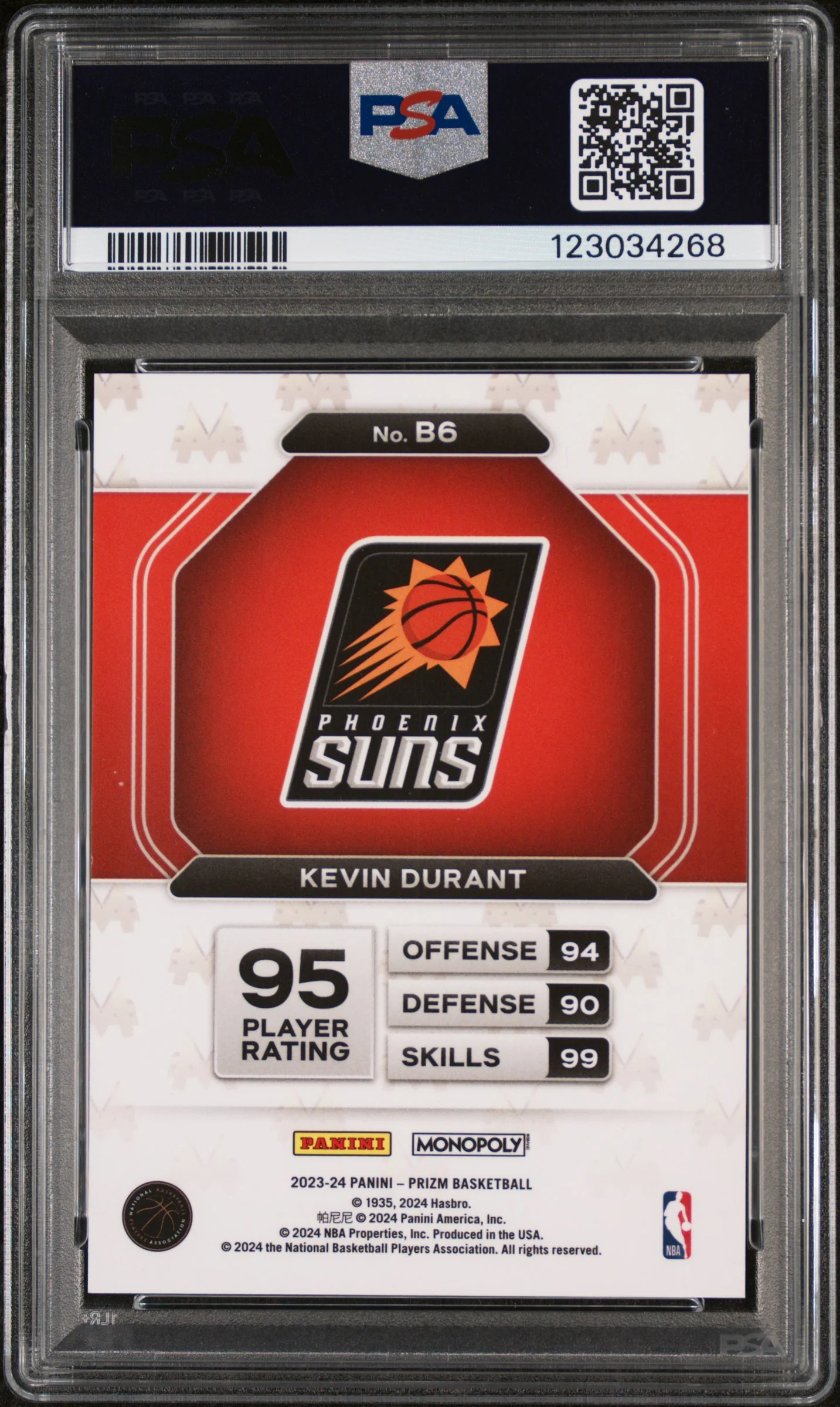 2023 Panini Prizm Monopoly Millionaire Black Kevin Durant #B6 PSA 10 - Image 2