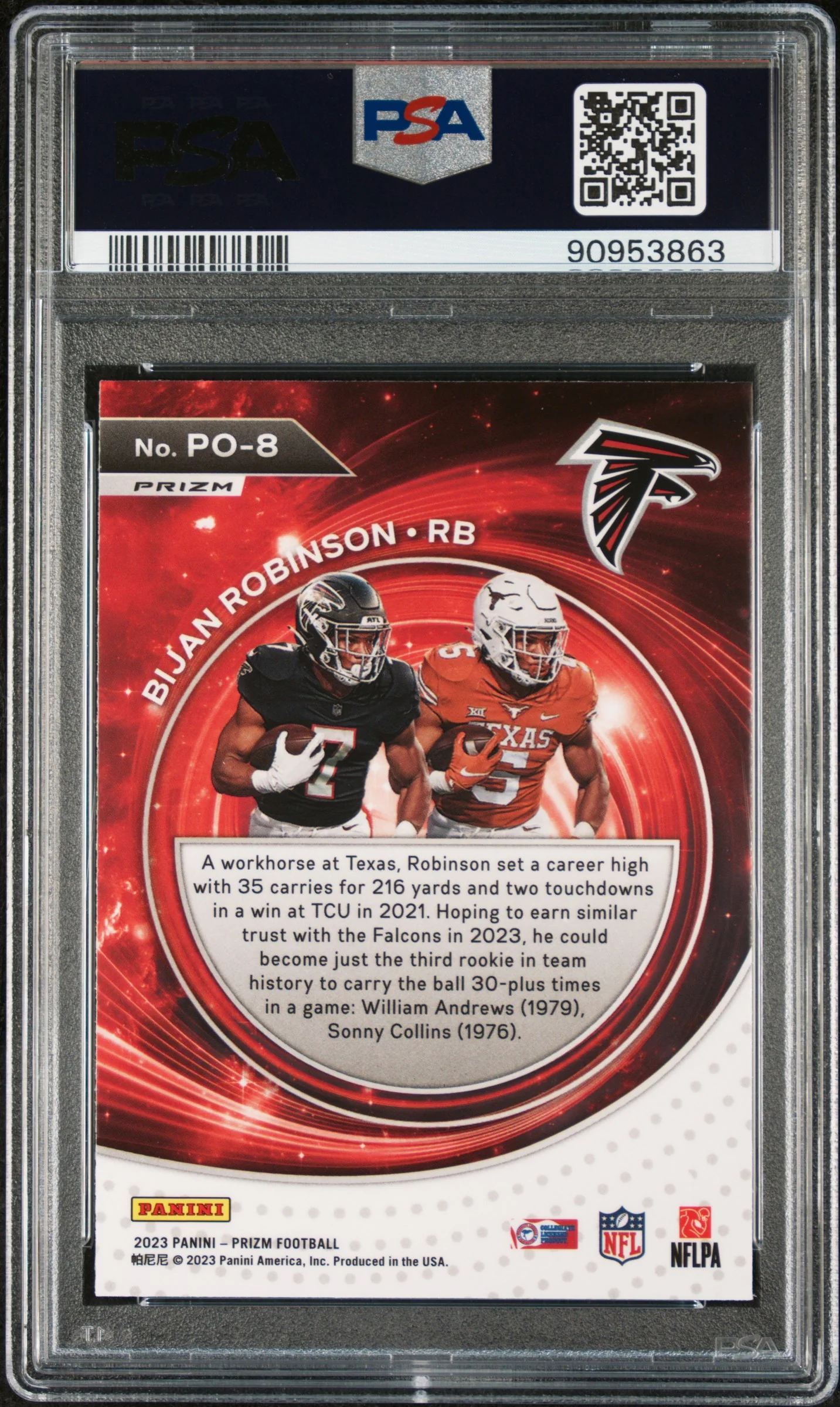 2023 Panini Prizm Portals Green Prizm Bijan Robinson #8 PSA 10 - Image 2