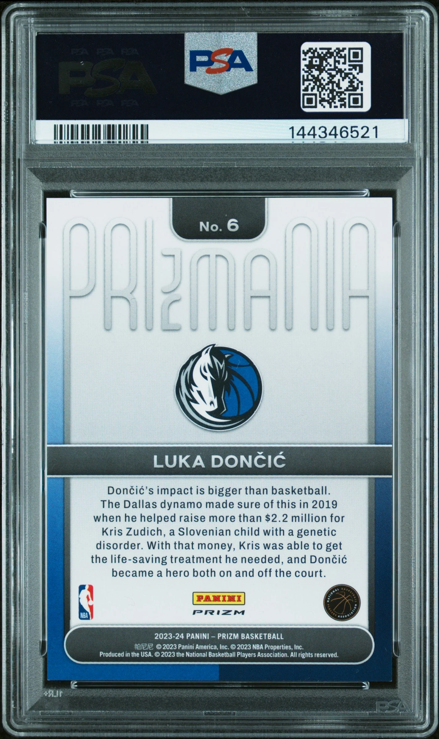 2023 Panini Prizm Prizmania Luka Doncic #6 PSA 9 - Image 2