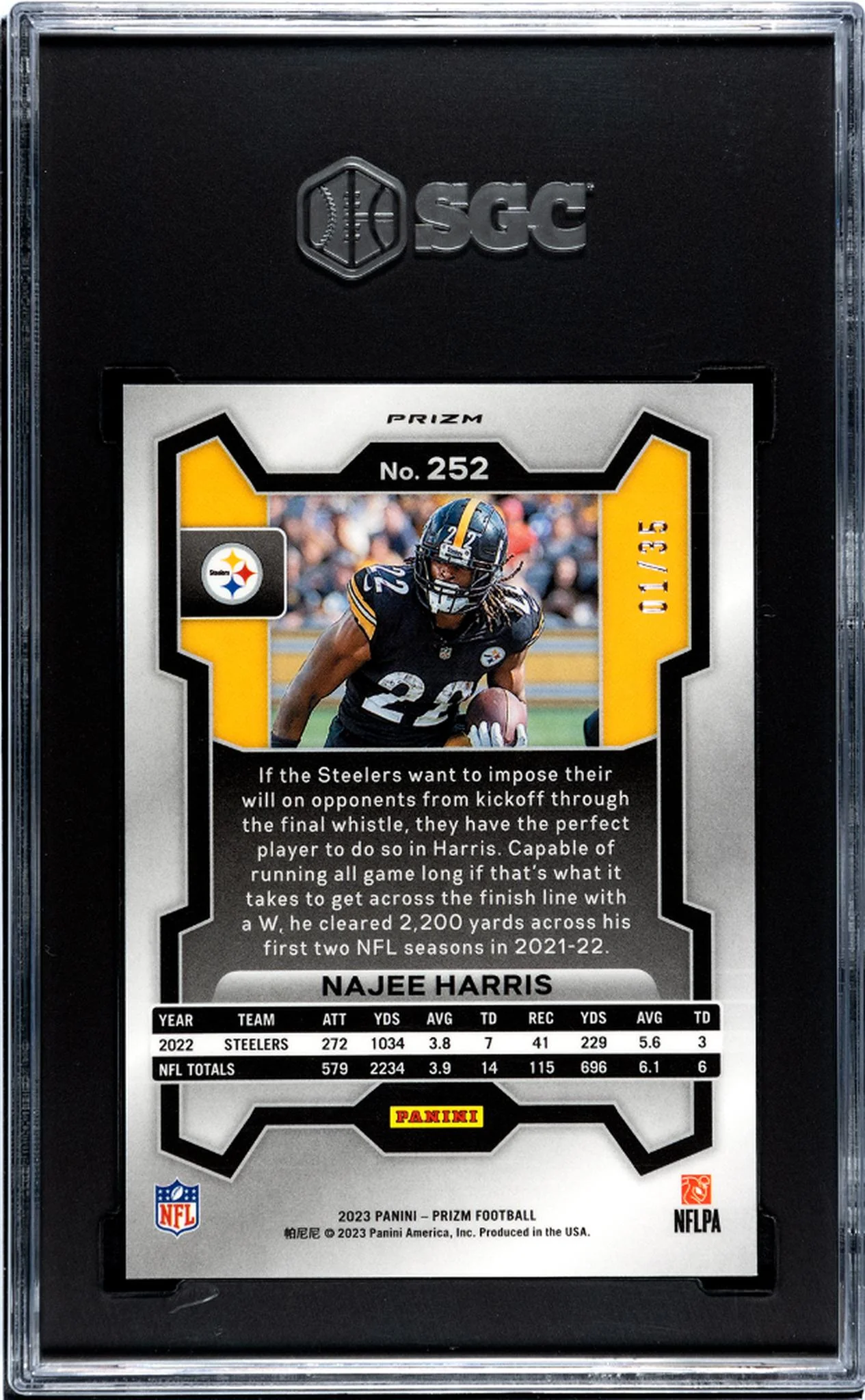 2023 Panini Prizm Red Shimmer Prizm Najee Harris #252 1/35 SGC 8.5 - Image 2