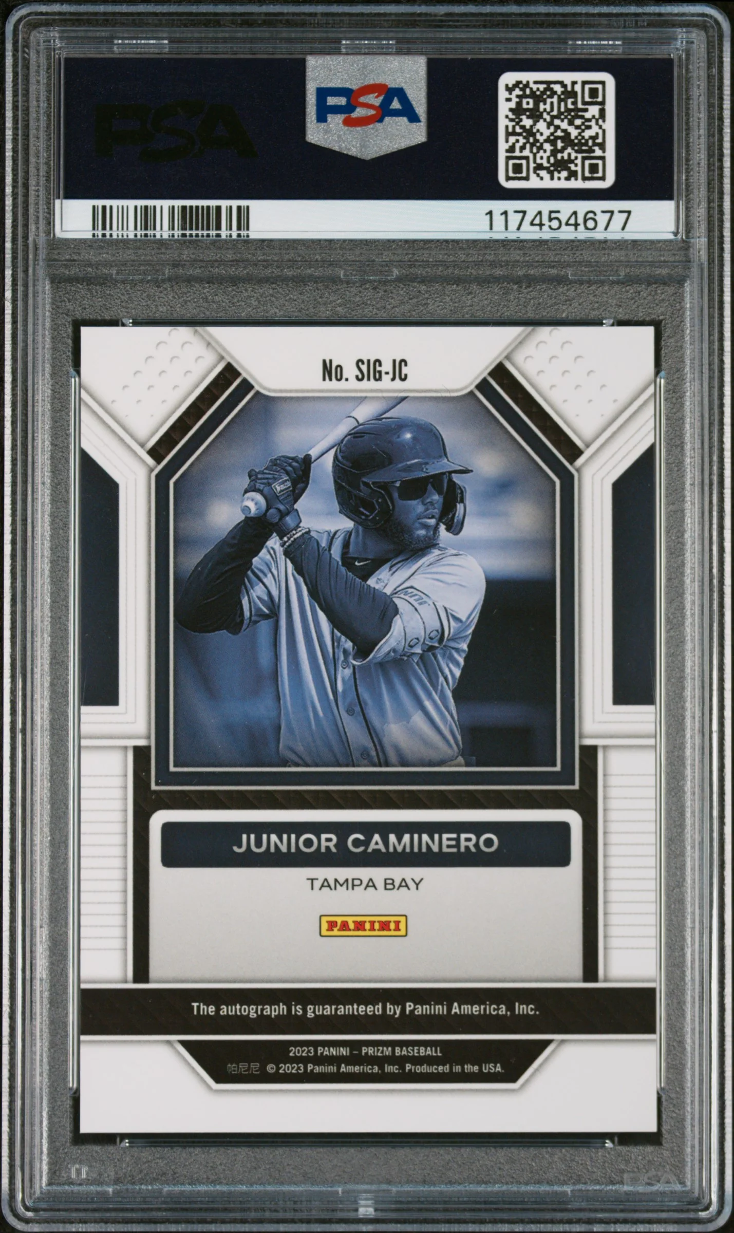 2023 Panini Prizm Signature Junior Caminero #SIG-JC PSA 10 - Image 2