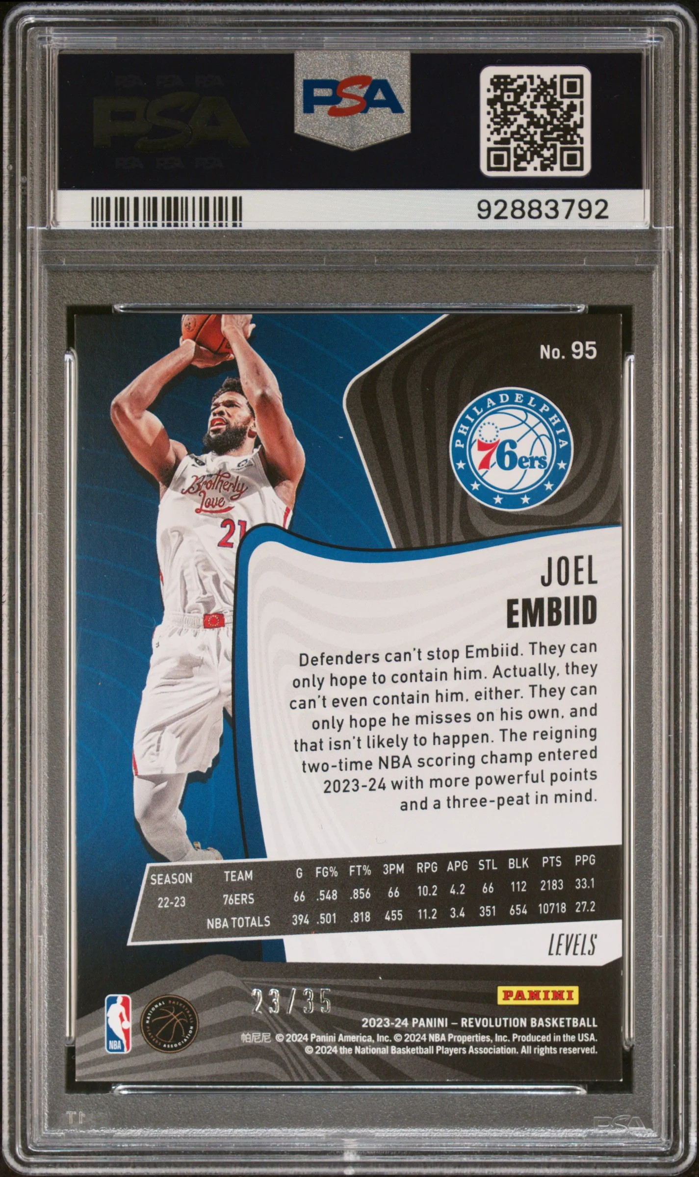 2023 Panini Revolution Levels Joel Embiid #95 /35 PSA 8 - Image 2