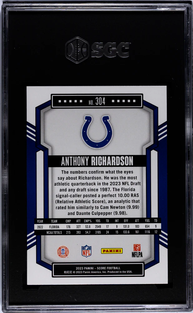 2023 Panini Score Anthony Richardson #304 RC SGC 9.5 - Image 2