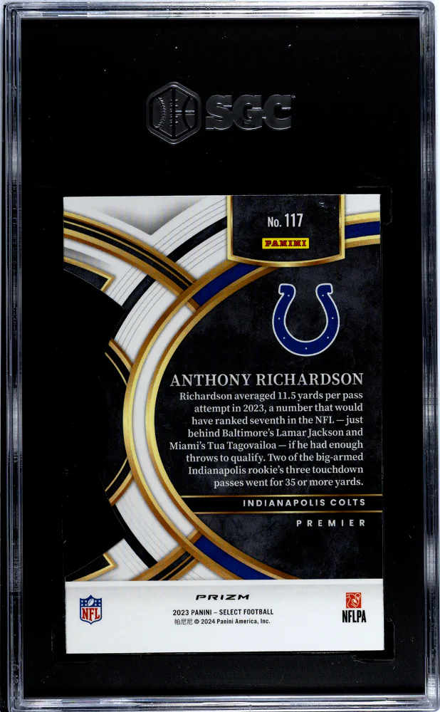 2023 Panini Select Red/Yellow Die-Cut Anthony Richardson #117 RC SGC 9 - Image 2