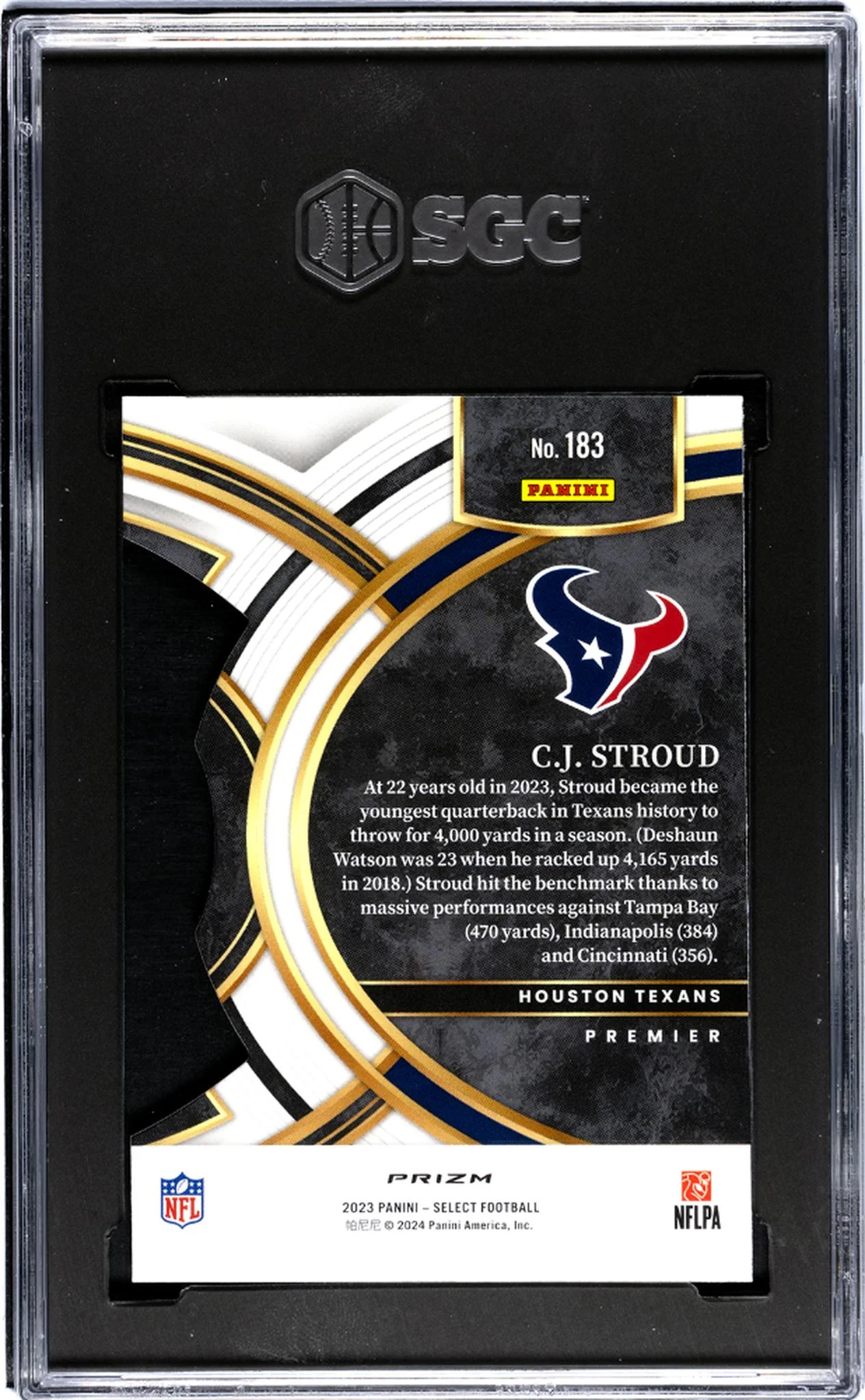 2023 Panini Select #183 Cj Stroud Red/Yellow Die-Cut Prizm SGC 9.5 - Image 2