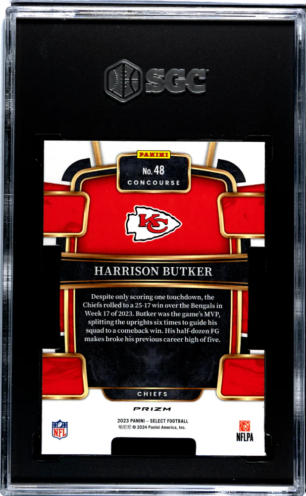 2023 Panini Select Black/Green Harrison Butker #48 Die-Cut Prizm SGC 9.5 - Image 2