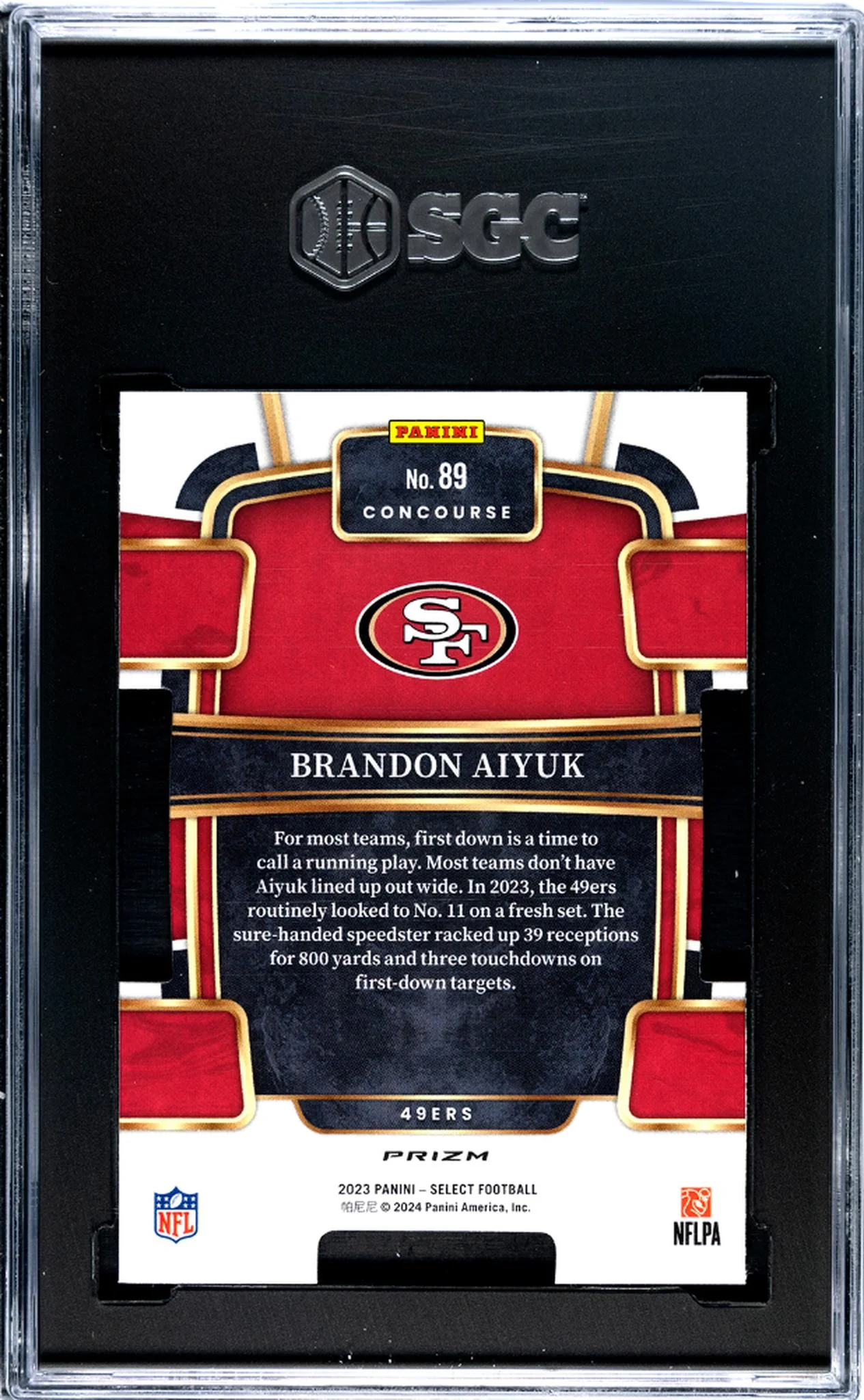 2023 Panini Select Silver Die-Cut Brandon Aiyuk #89 SGC 9 - Image 2