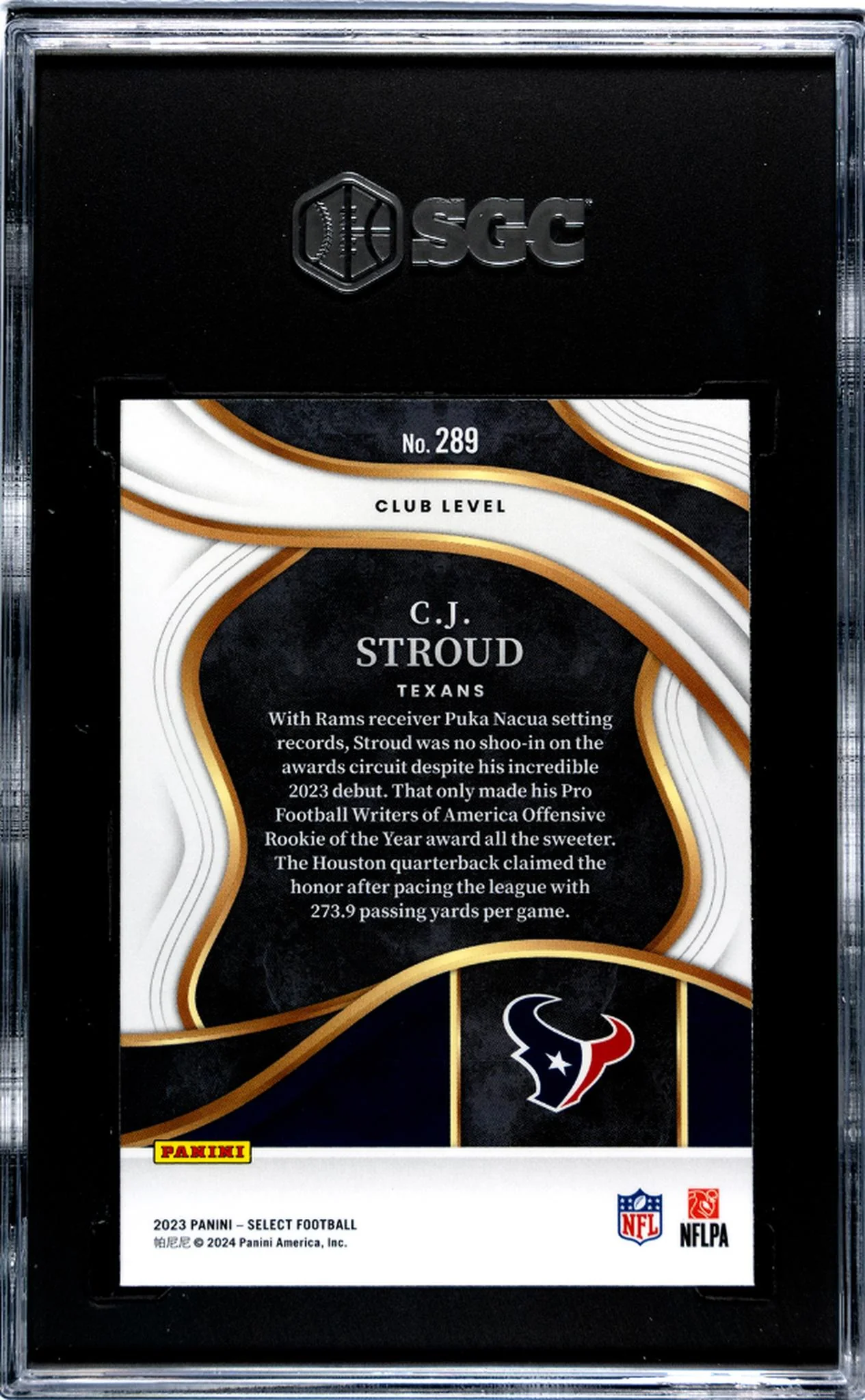 2023 Panini Select CJ Stroud #289 RC SGC 9.5 - Image 2