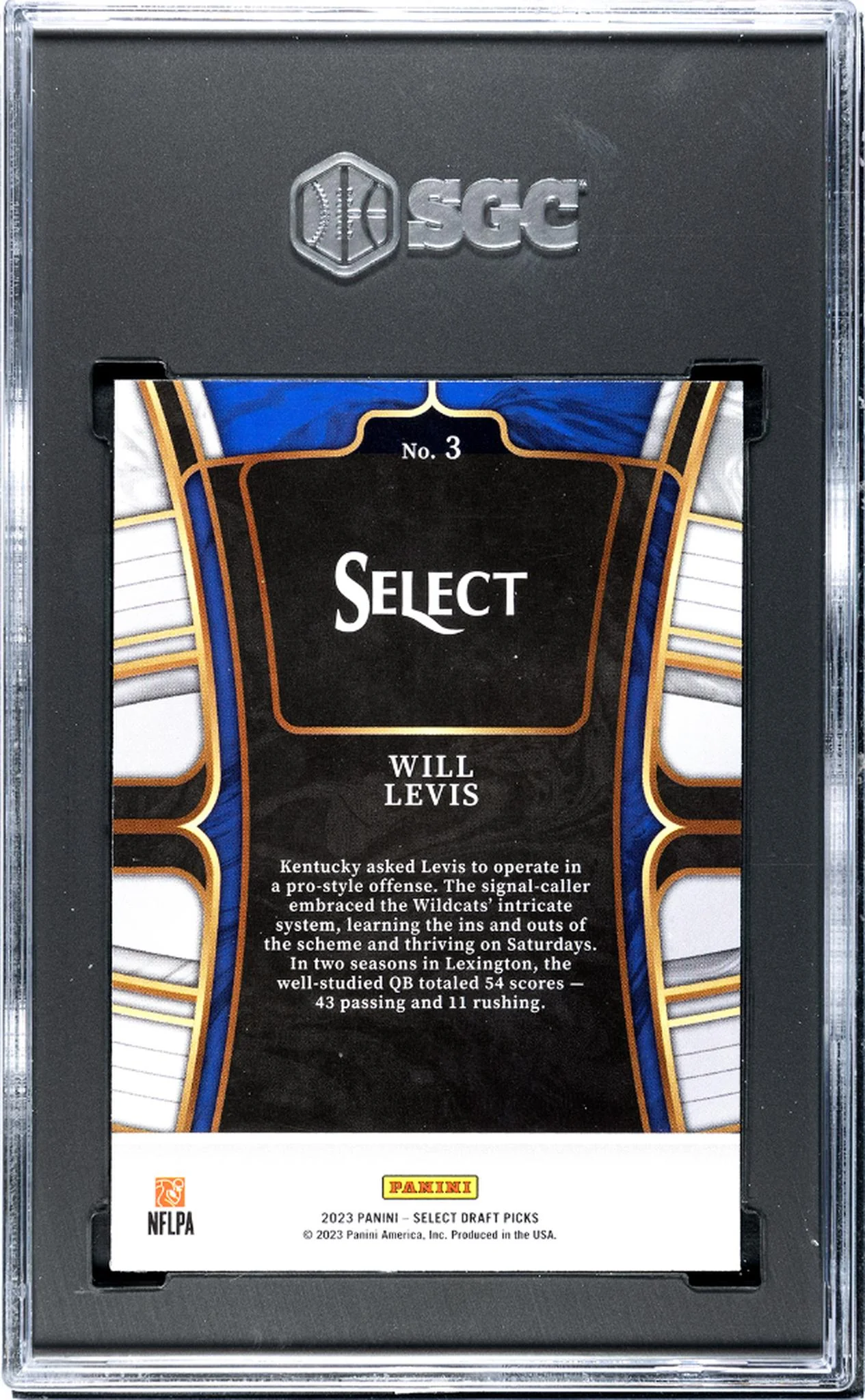 2023 Panini Select D.P. Blue Retail Will Levis #3 RC SGC 9.5 - Image 2