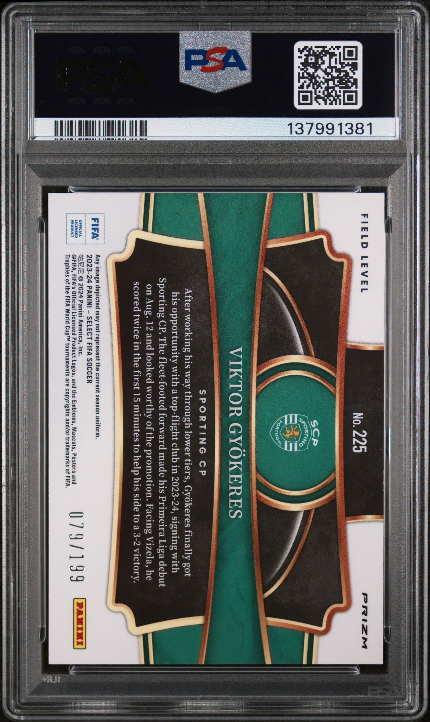 2023 Panini Select Fifa Pink Mojo Viktor Gyokeres #225 /199 PSA 9 - Image 2