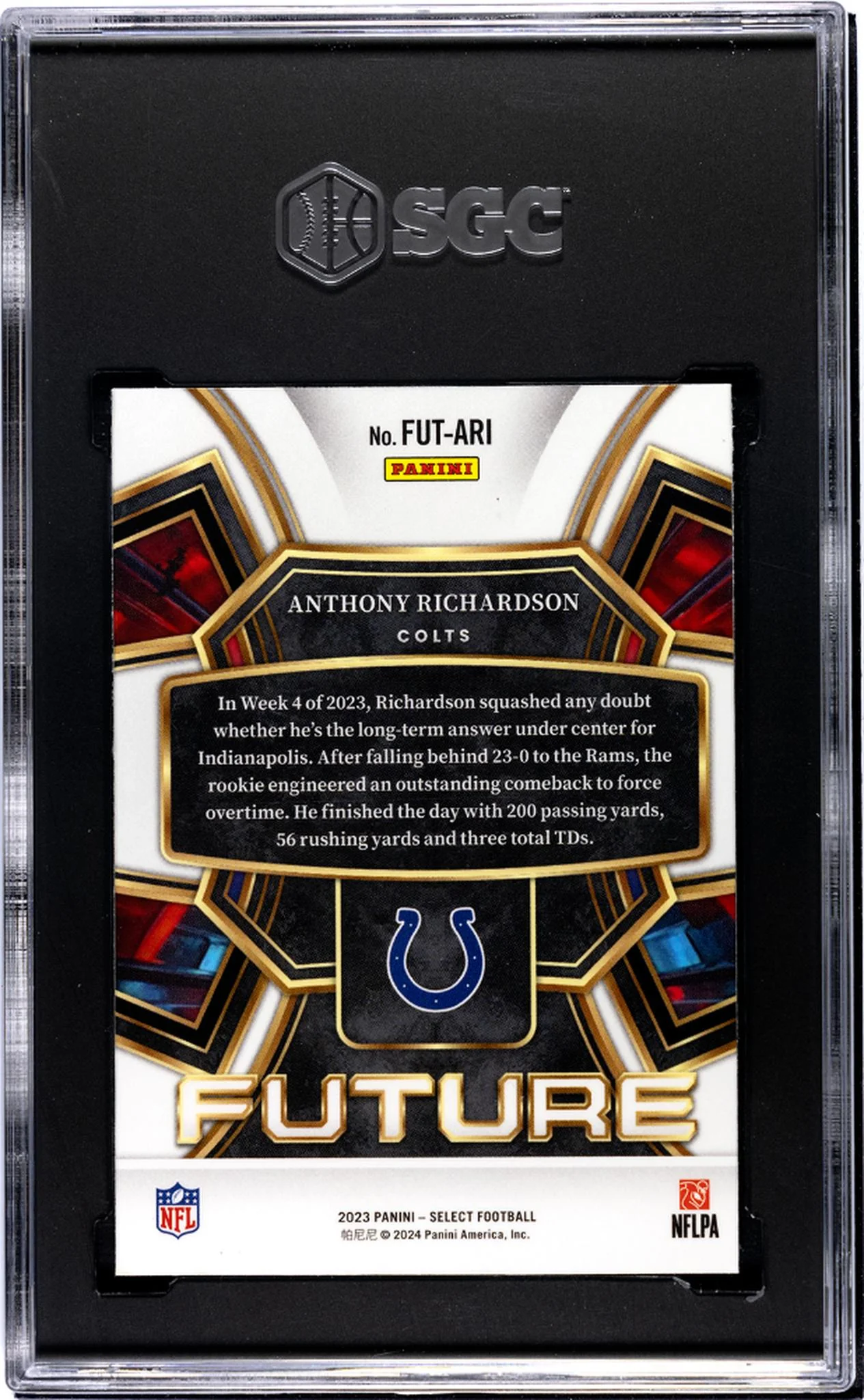2023 Panini Select Future Anthony Richardson #FUT-ARI RC SGC 8.5 - Image 2