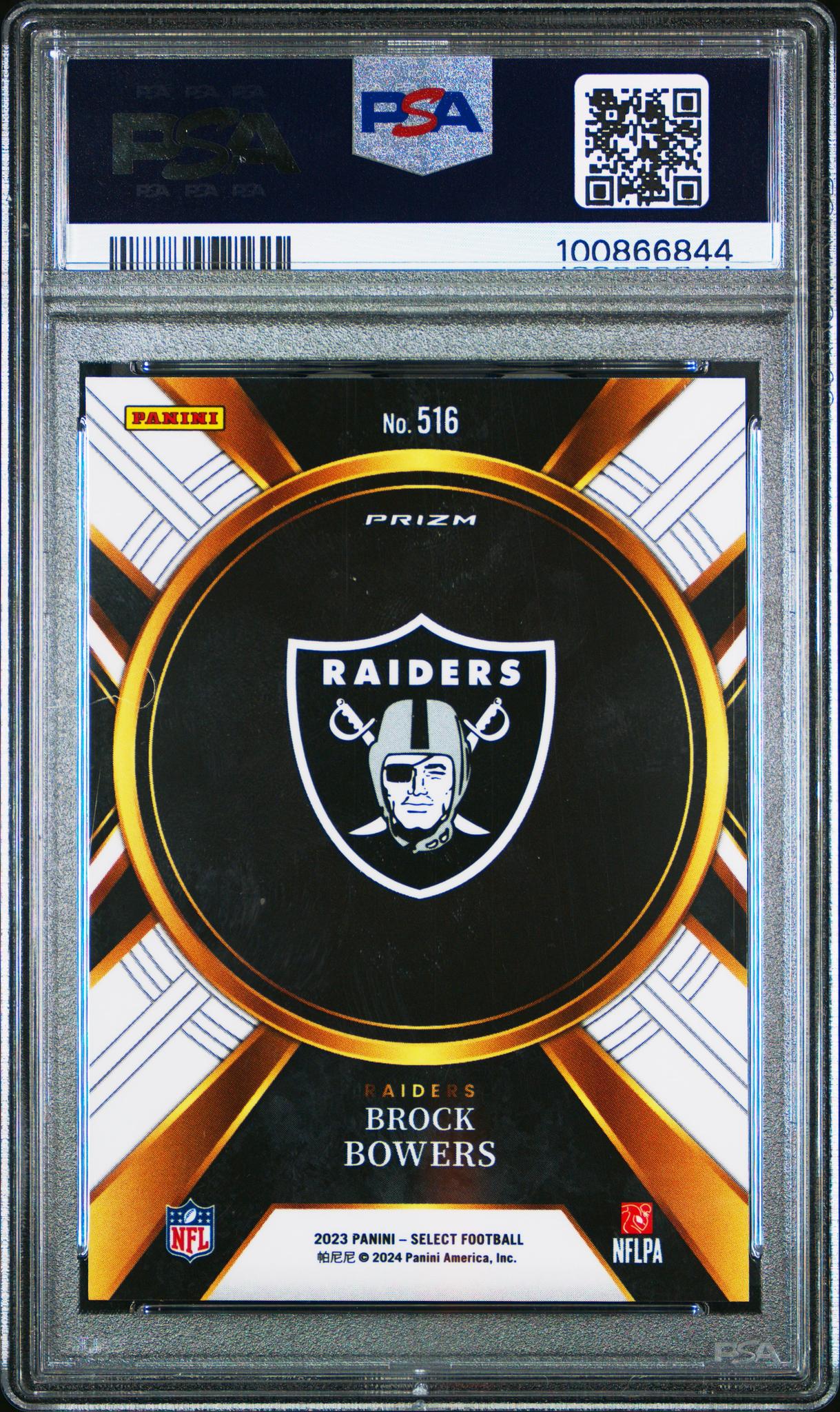 2023 Panini Select Prizm Brock Bowers #516 RC PSA 10 - Image 2