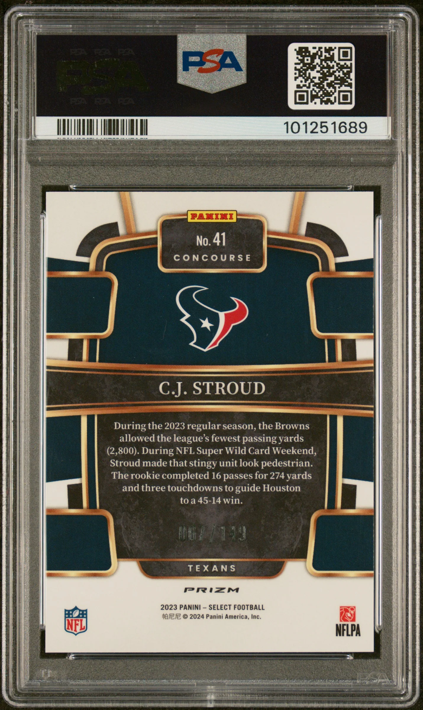 2023 Panini Select Prizm Maroon CJ Stroud #41 /149 PSA 8 - Image 2