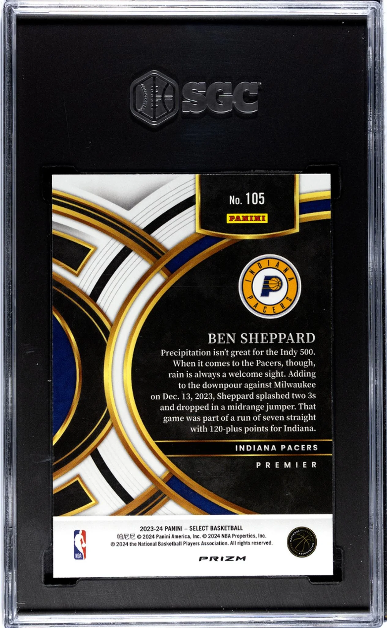 2023 Panini Select Red Cracked Ice Ben Sheppard #105 RC SGC 10 - Image 2