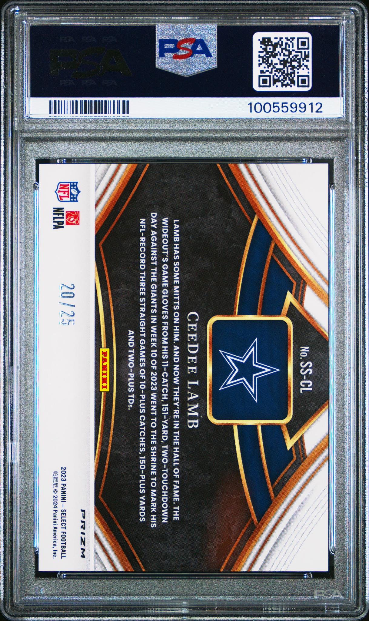 2023 Panini Select Snapshots Prizm Tie Dye Ceedee Lamb #SSCL /25 PSA 10 - Image 2