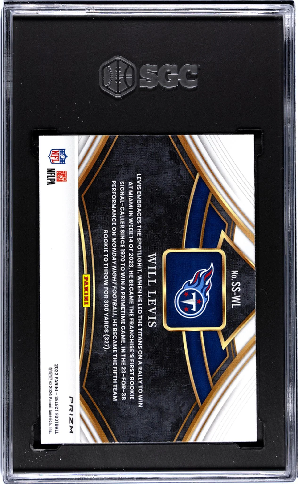 2023 Panini Select Snapshots Silver Prizm Will Levis #SS-WL RC SGC 9 - Image 2