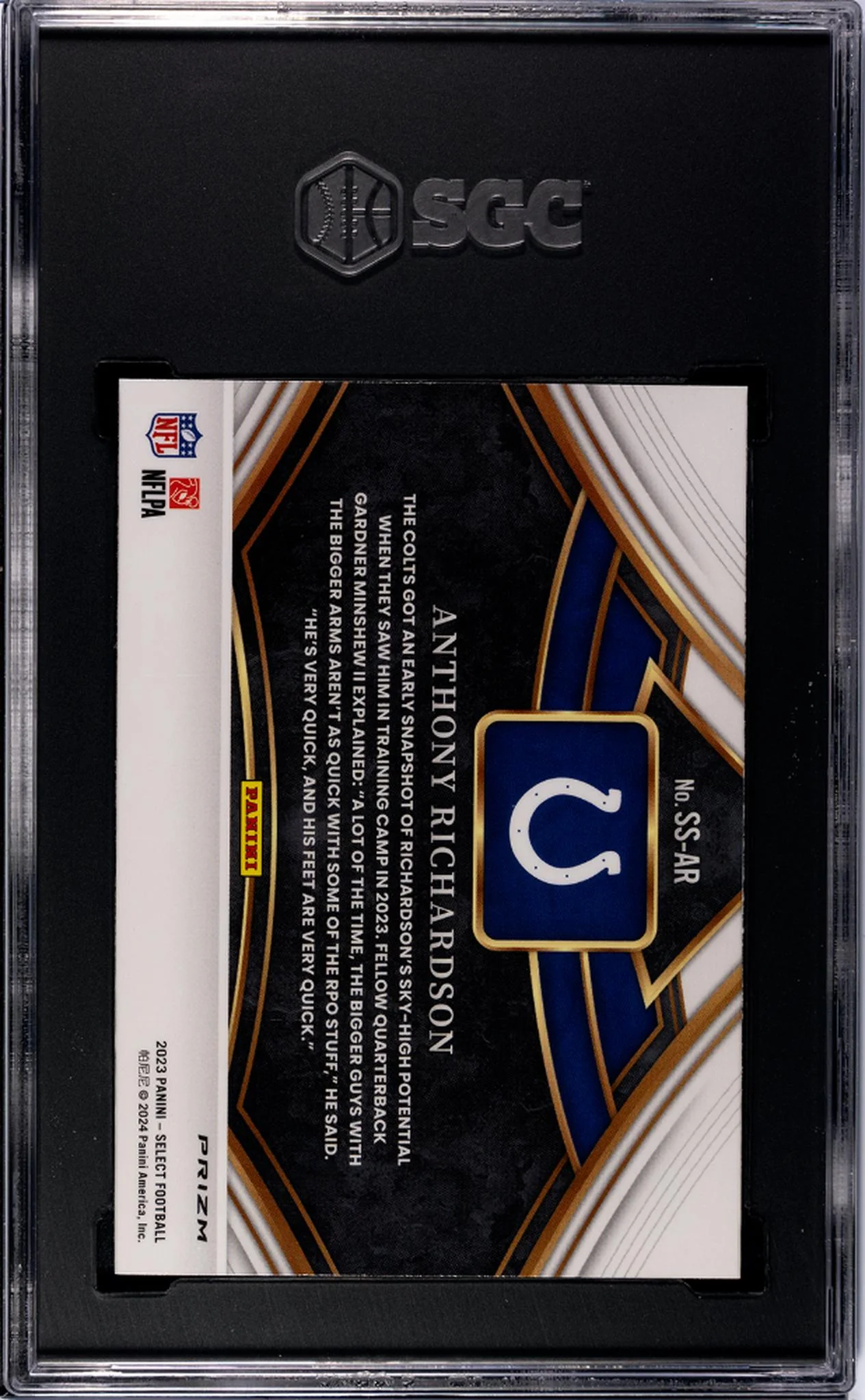 2023 Panini Select Snapshots Silver Prizm Anthony Richardson #SS-AR RC SGC 9 - Image 2
