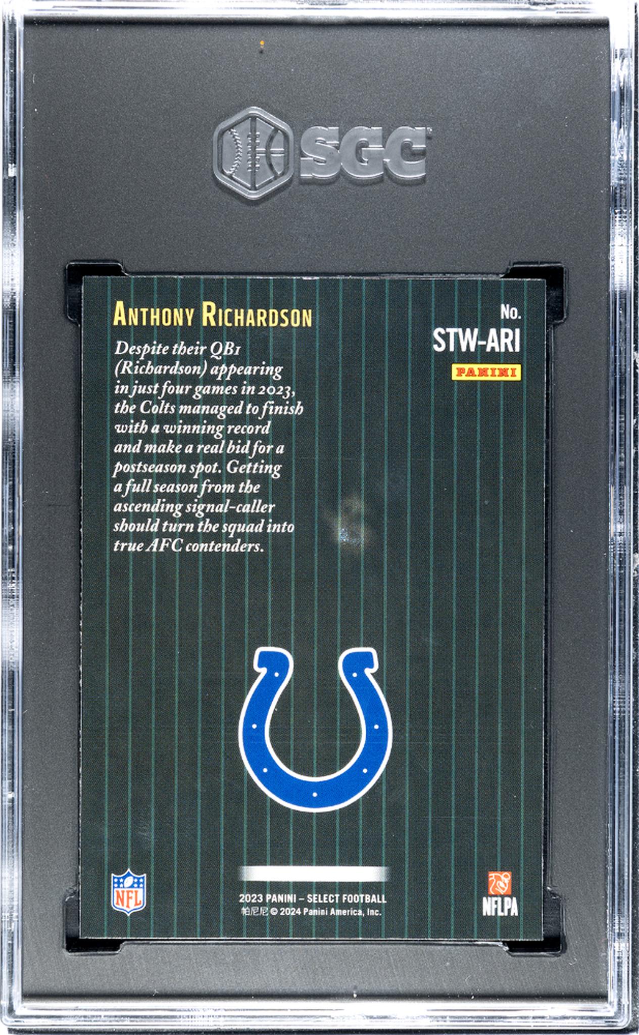 2023 Panini Select Throwback Anthony Richardson #STW-ARI RC SGC 8.5 - Image 2
