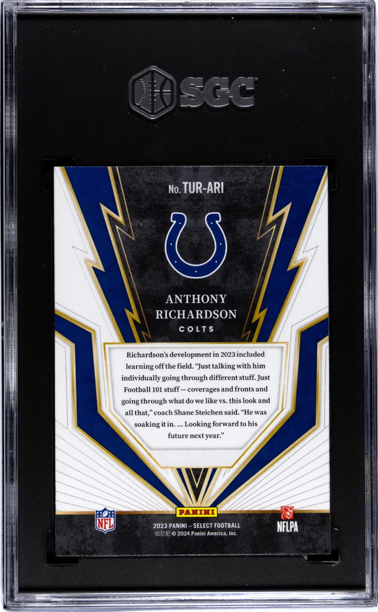 2023 Panini Select #TUR-ARI Anthony Richardson Turbocharged SGC 8.5 - Image 2