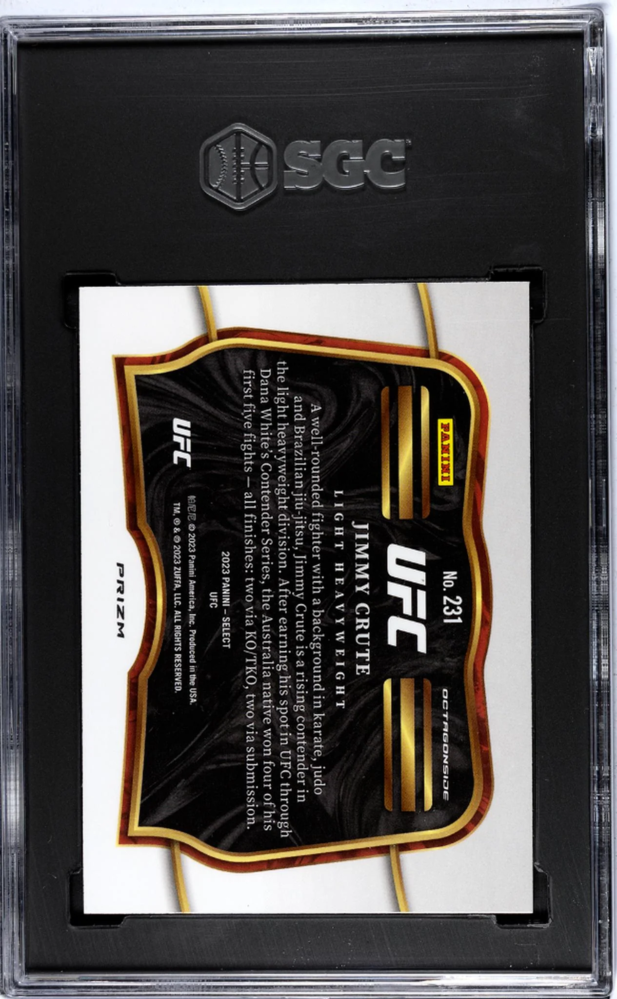 2023 Panini Select Silver Prizm Jimmy Crute #231 SGC 9 - Image 2