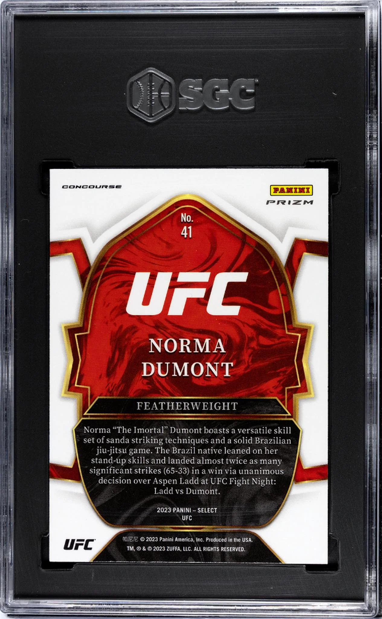 2023 Panini Select Silver Prizm Norma Dumont #41 RC SGC 9.5 - Image 2