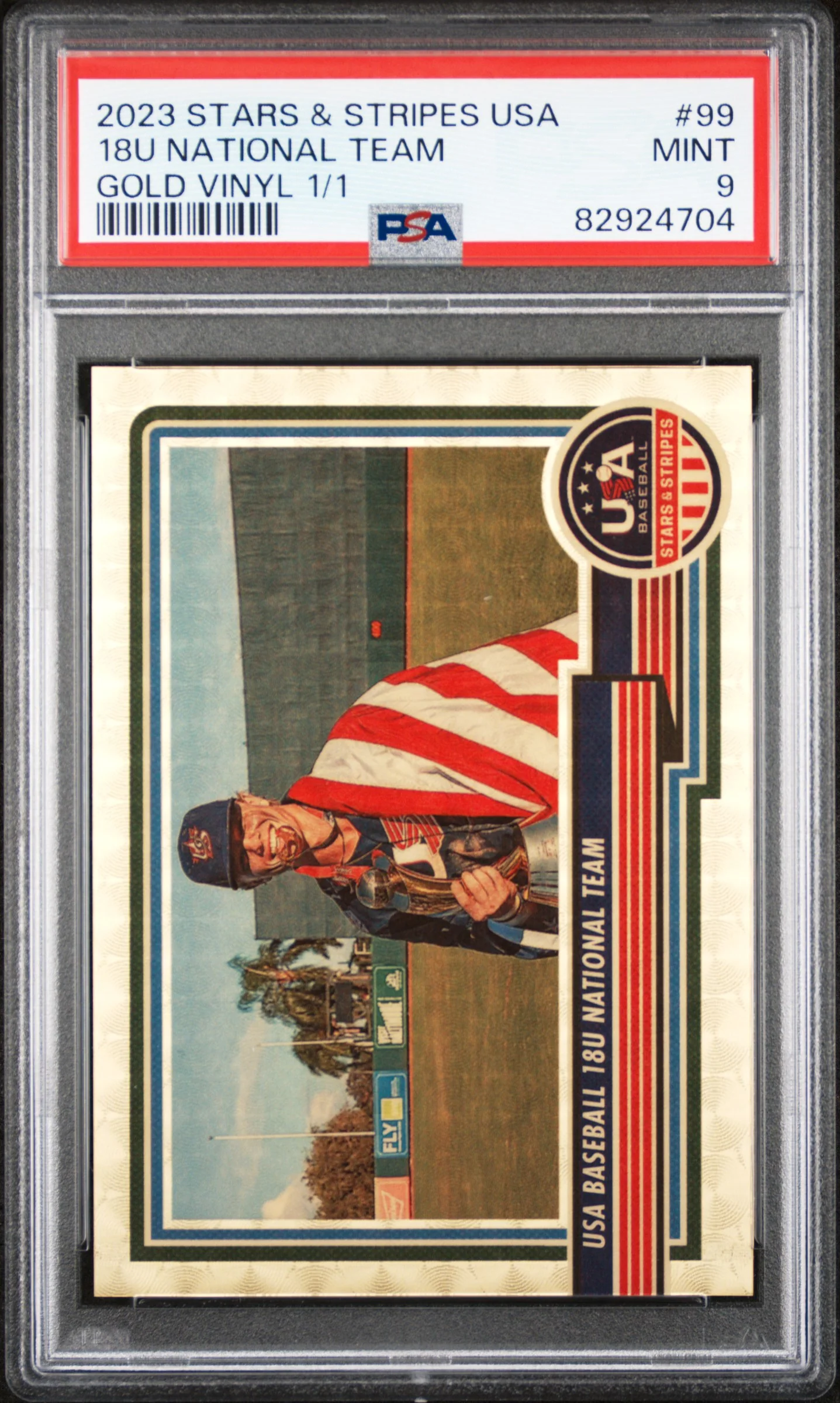 2023 Panini Stars & Stripes Gold Vinyl 18U National Team #99 1/1 PSA 9