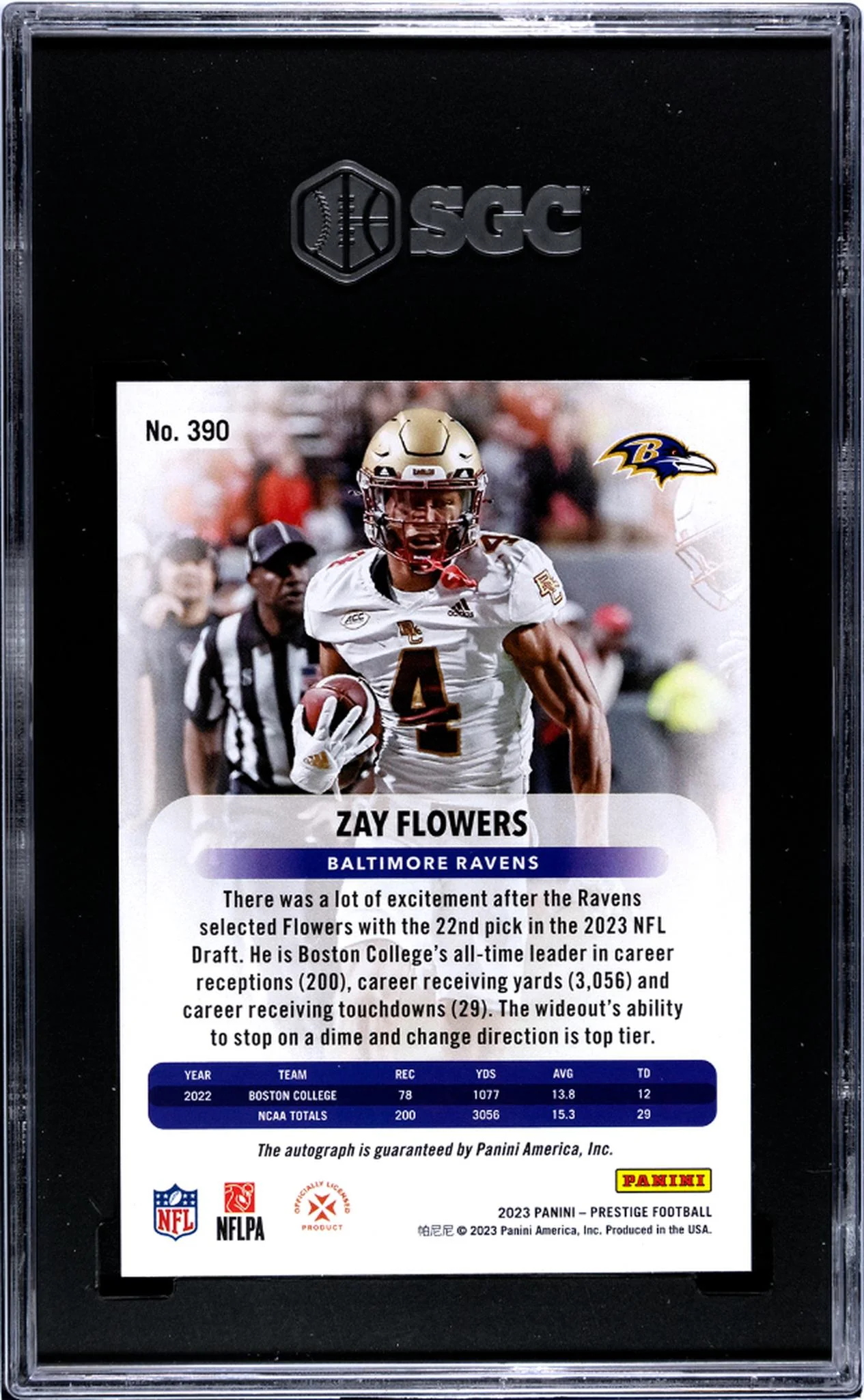 2023 Prestige #390 Zay Flowers Xtra Points /99 SGC 10 - Image 2