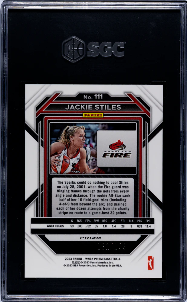 2023 Prizm #111 Jackie Stiles /199 SGC 10 - Image 2