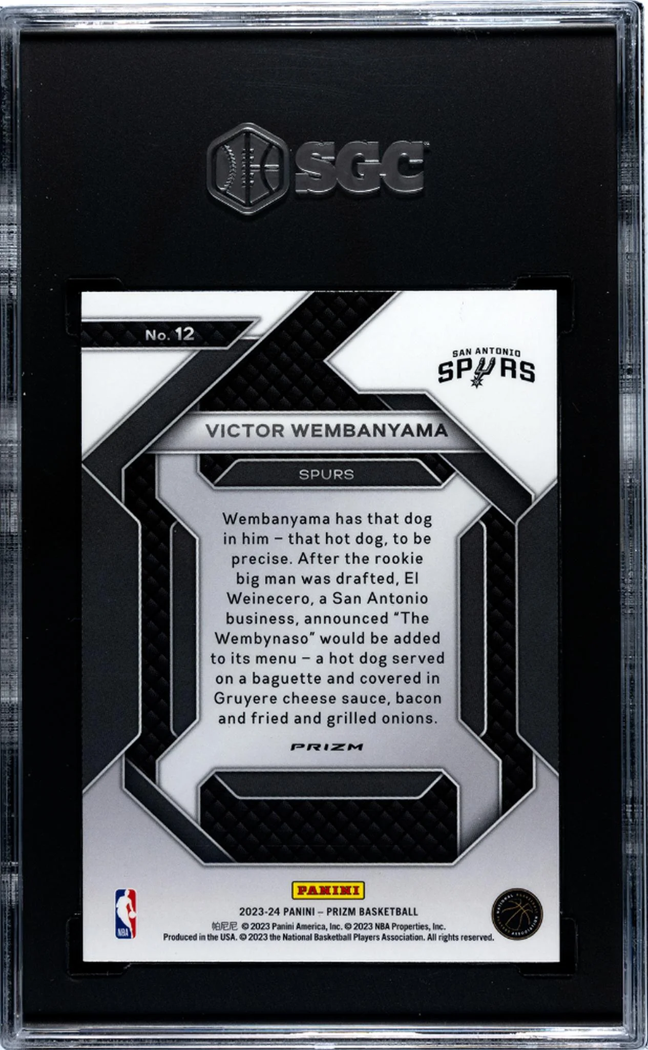2023 Prizm #12 Victor Wembanyama Emergent SGC 9 - Image 2