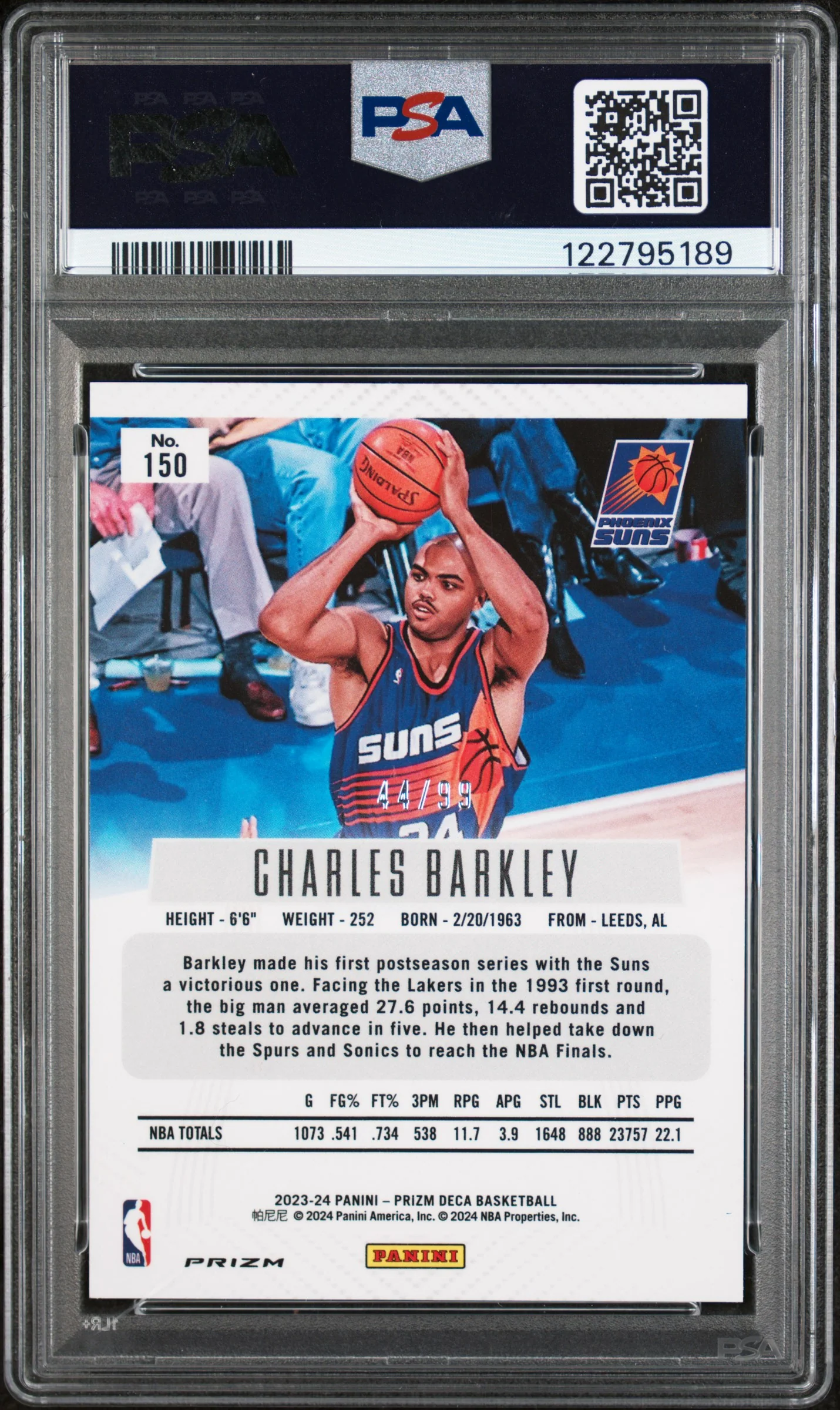 2023 Prizm #150 Charles Barkley DECA /999 PSA 9 - Image 2