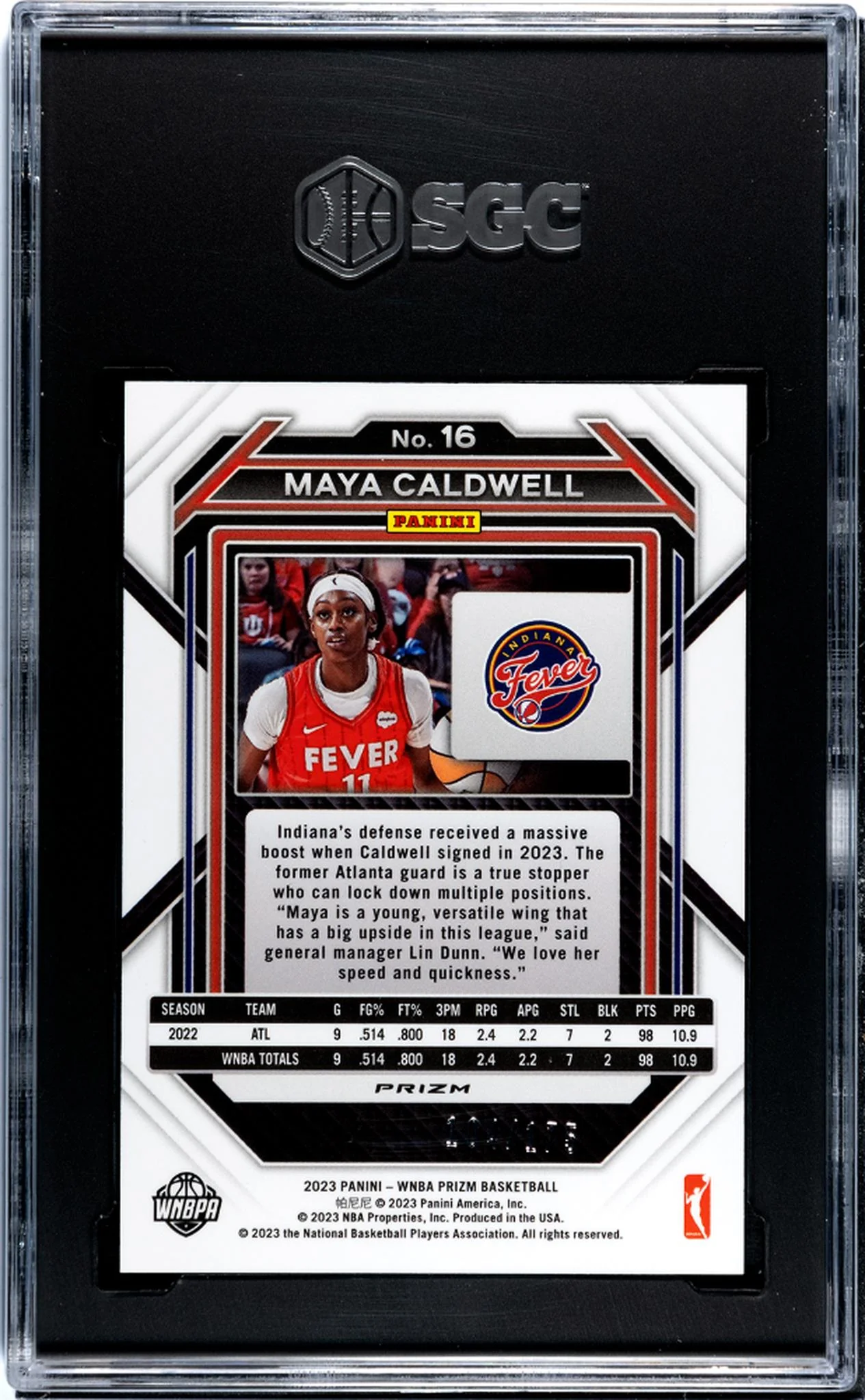 2023 Prizm #16 Maya Caldwell Blue Prizm SGC 8.5 - Image 2