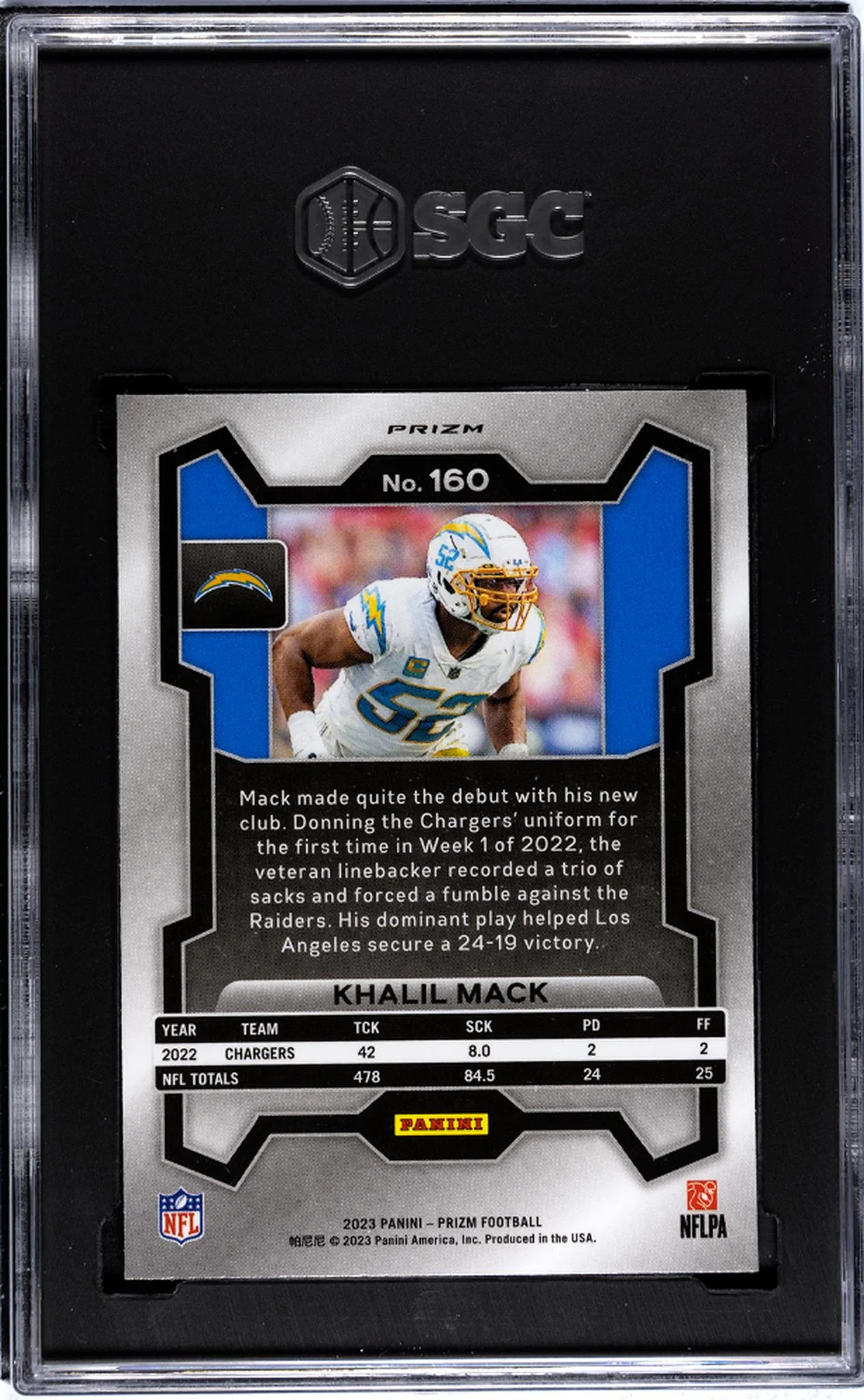 2023 Prizm #160 Khalil Mack SGC 8.5 - Image 2