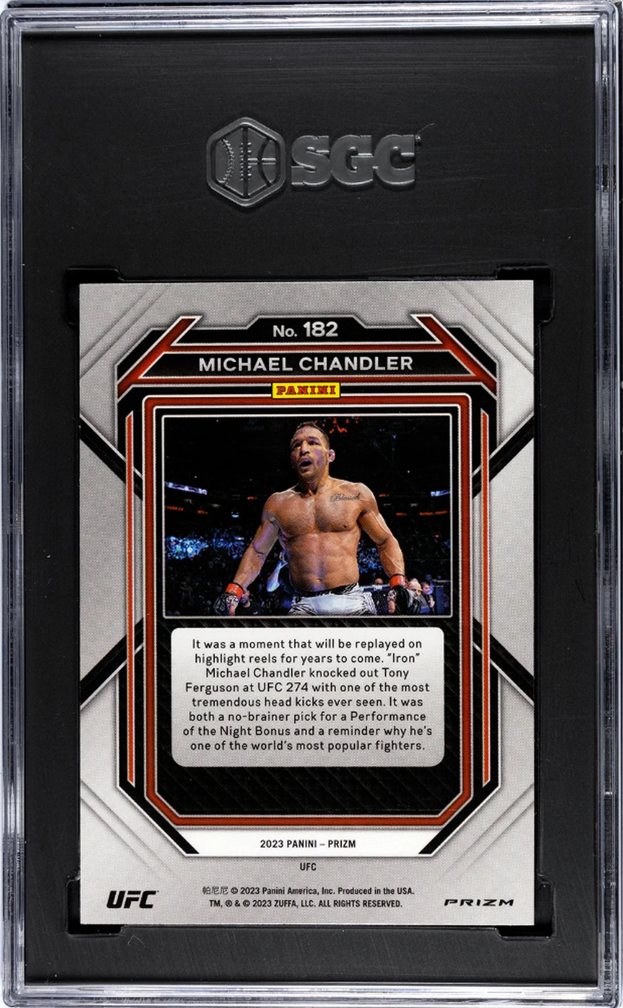 2023 Prizm #182 Michael Chandler Blue Wave Prizm SGC 9 - Image 2