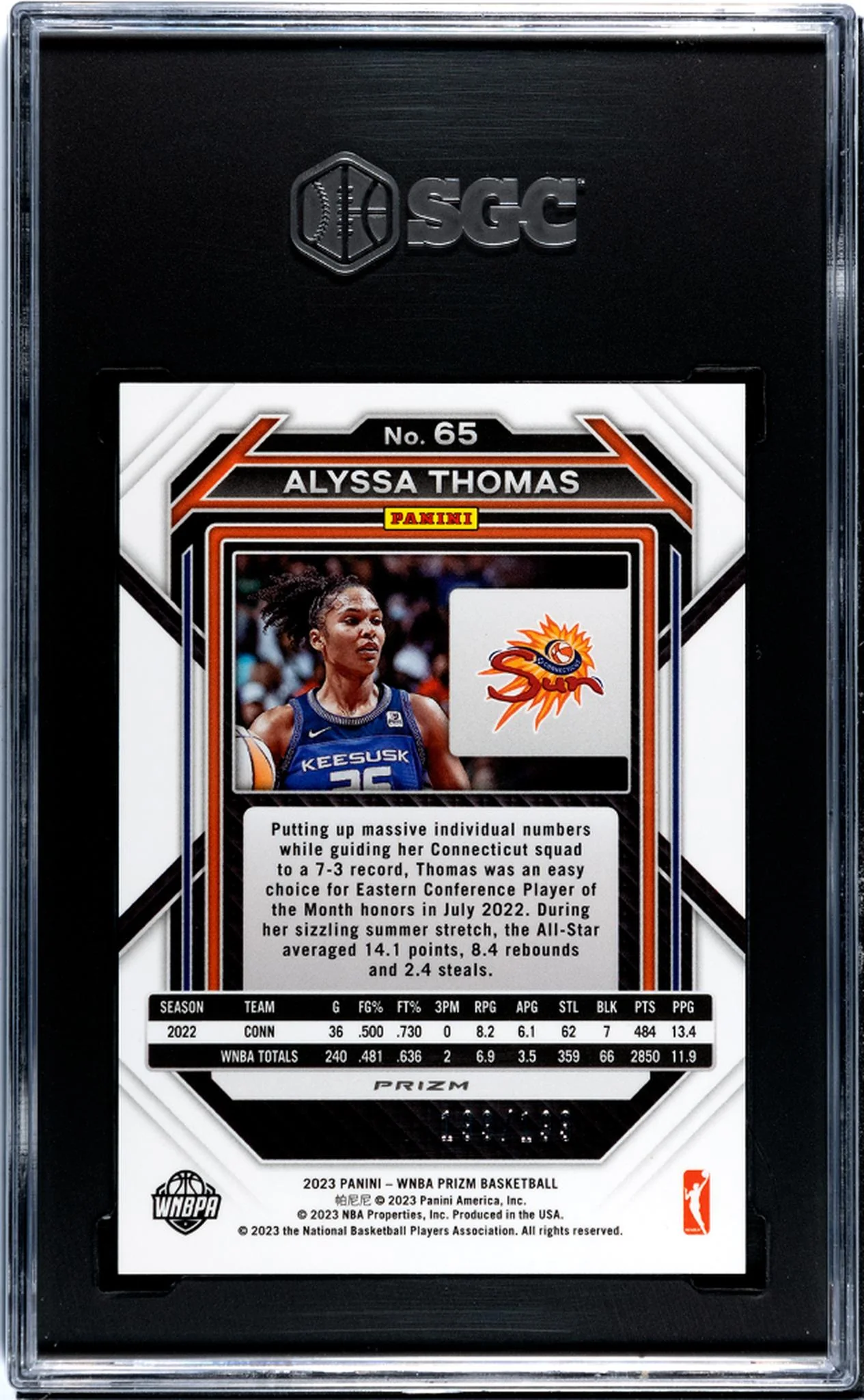 2023 Prizm #65 Alyssa Thomas Red Prizm 199/199 SGC 9.5 - Image 2