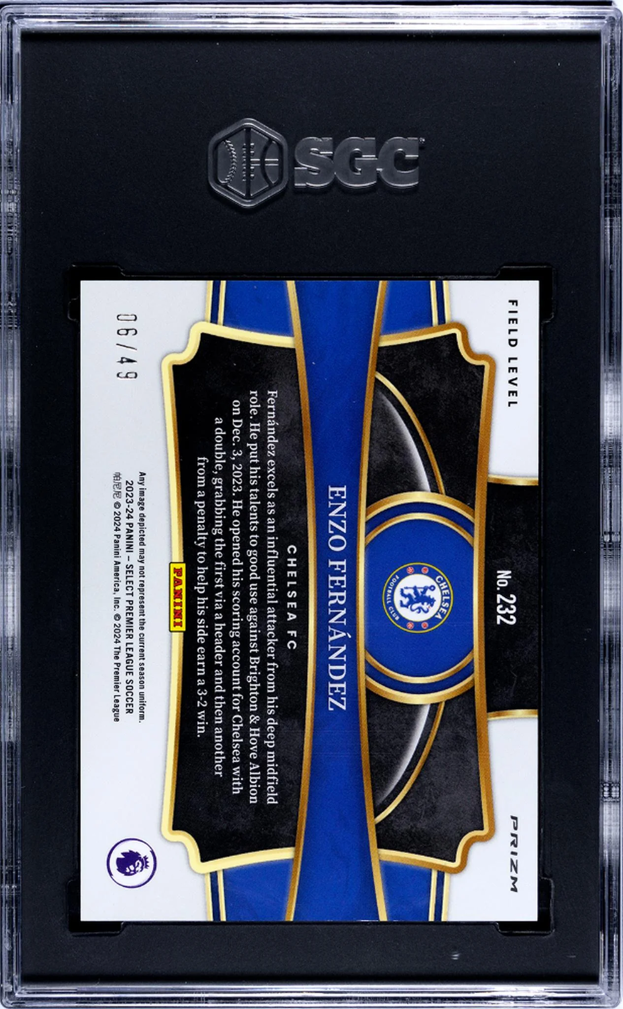 2023 Select #232 Enzo Fernandez Tie-Dye Prizm /49 SGC 10 - Image 2