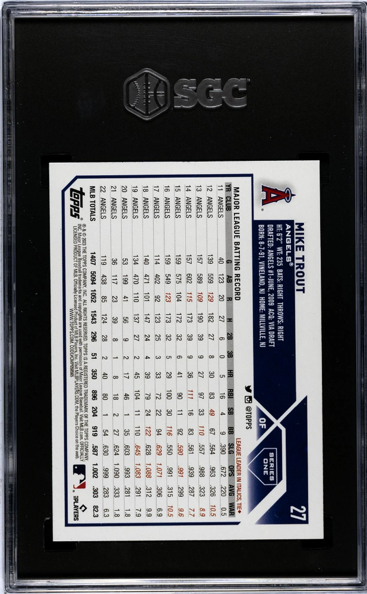 2023 Topps #27 Mike Trout SGC 9.5 - Image 2